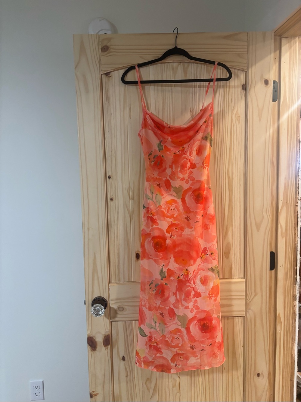Floral Slip Dress in Coral Pink